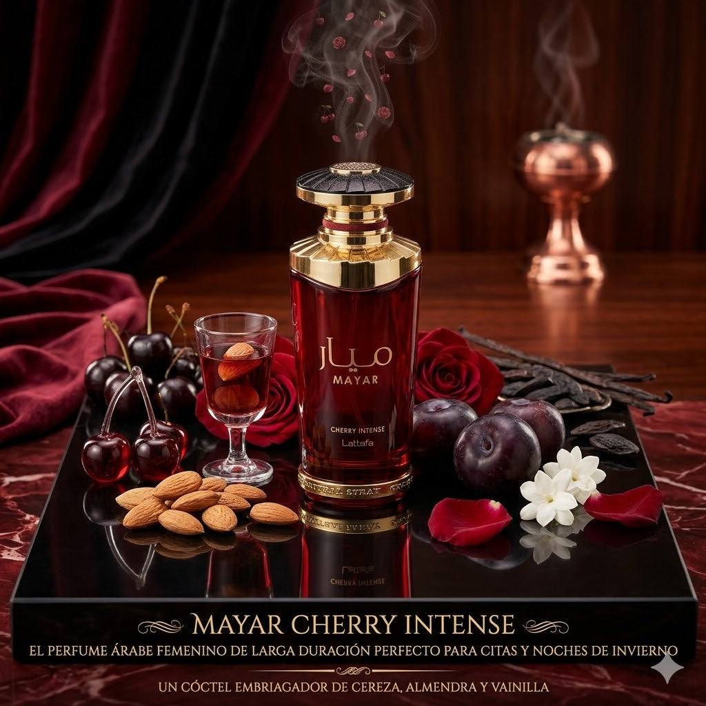 Mayar Cherry Intense de Lattafa: El Perfume Árabe Femenino de Larga Duración Perfecto para Citas y Noches de Invierno