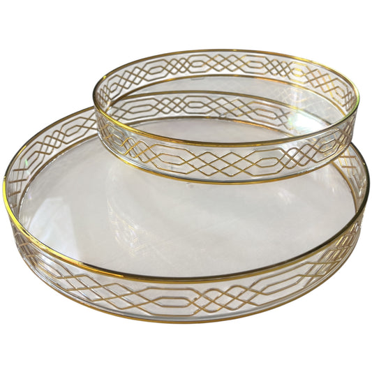 ✅ Set de 2 Bandejas Redondas de Plástico DORADO Estilo Árabe — 33 cm y 28 cm 🕌✨
