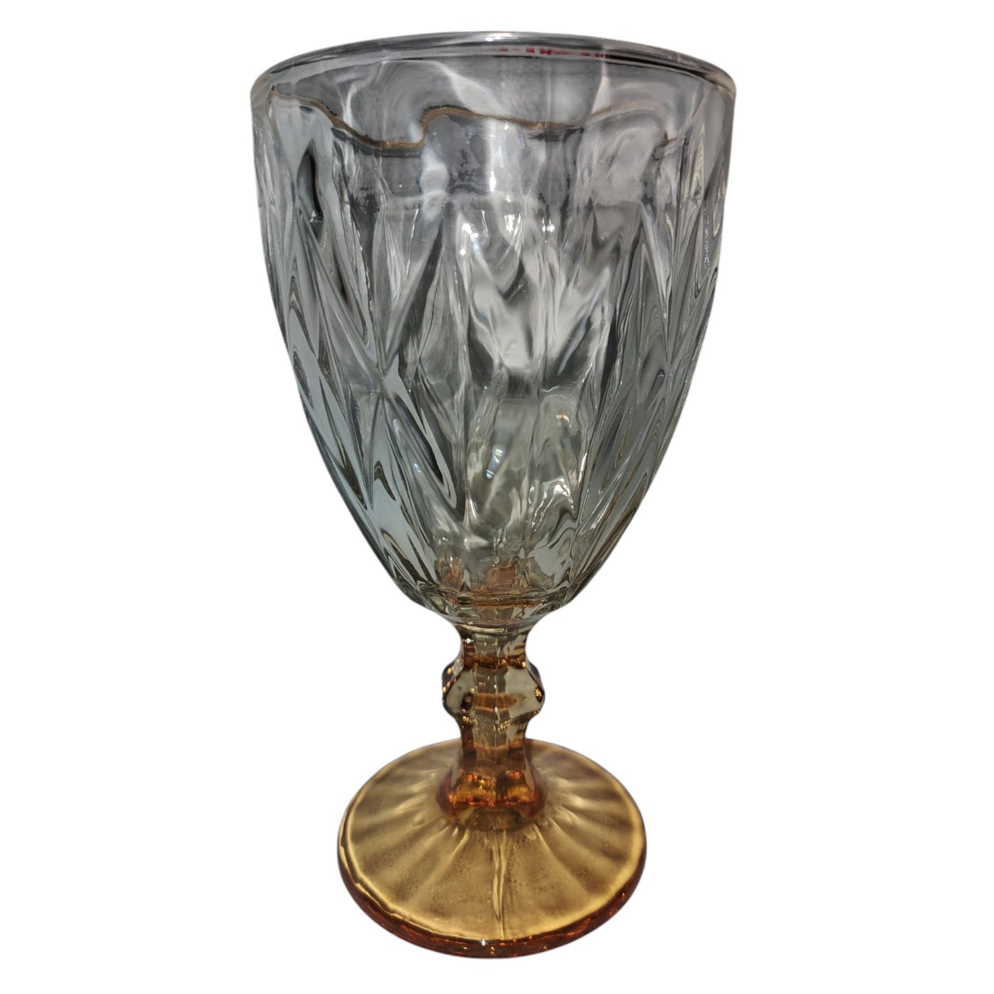 Set de 6 Copas de Cristal Tallado con Pie Dorado – 330 ml