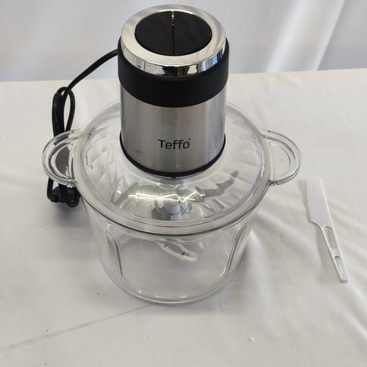 Picadora Eléctrica de Alimentos Teffo – Tazón de Vidrio, Doble Cuchilla y Motor de Alta Potencia