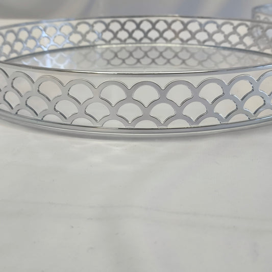 Set de 2 Charolas Decorativas Plateadas – Bandejas Redondas Elegantes para Mesa y Decoración