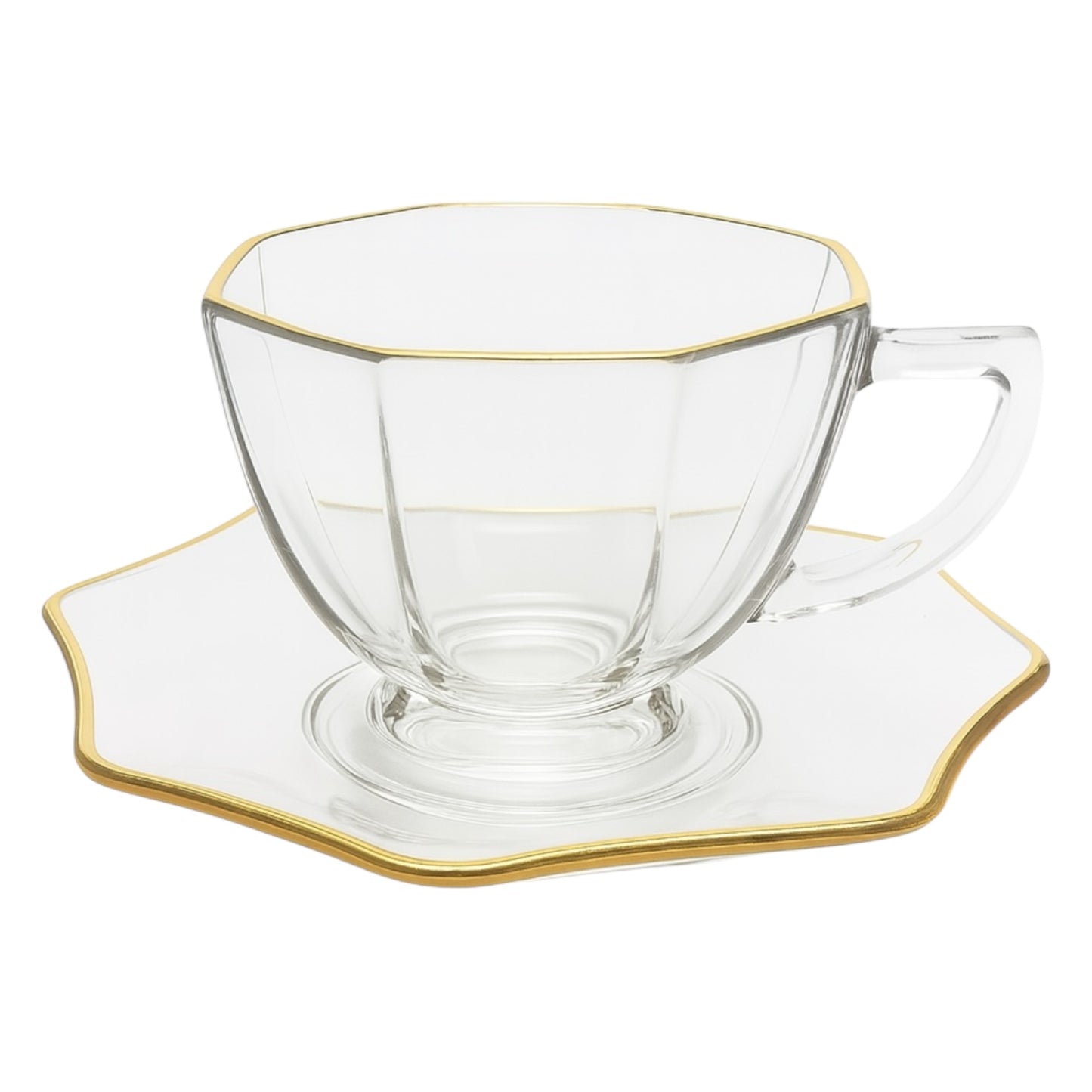 Conjunto de 6 xícaras de vidro com pires – Design clássico e elegante