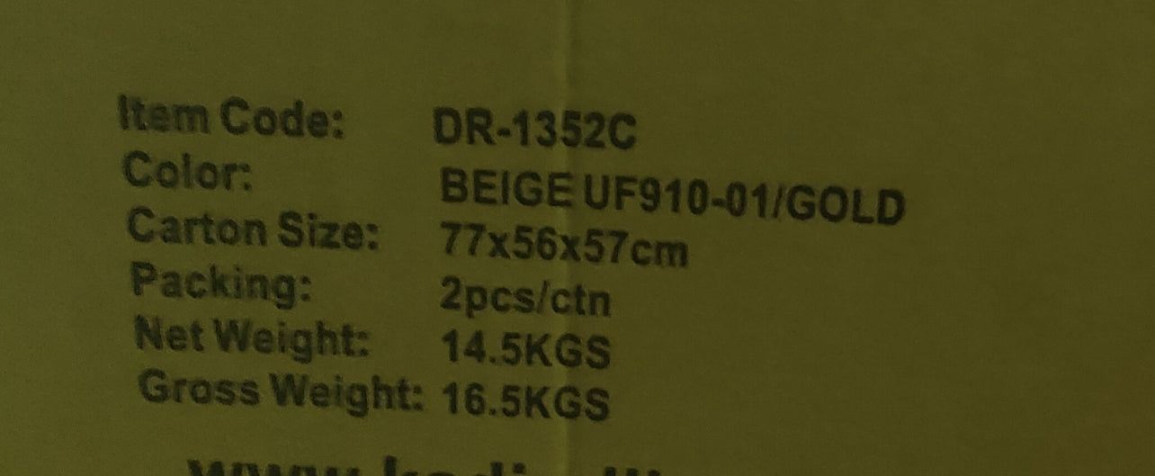 SILLA DR-1352C COLOR BEIGE PATAS EN DORADO UF910-01/GOLF