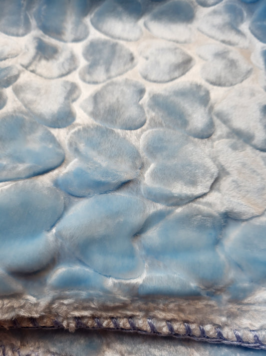 150 x 220 - Manta Rosa Súper Suave con Relieve 3D de Corazones – Tacto Terciopelo, Ribete Reforzado, Ideal Sofá o Cama - COLOR AZUL (Copia)