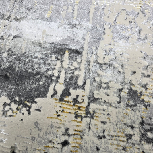 Alfombra Abstract Gris / Dorado – Diseño Contemporáneo con Contraste Elegante