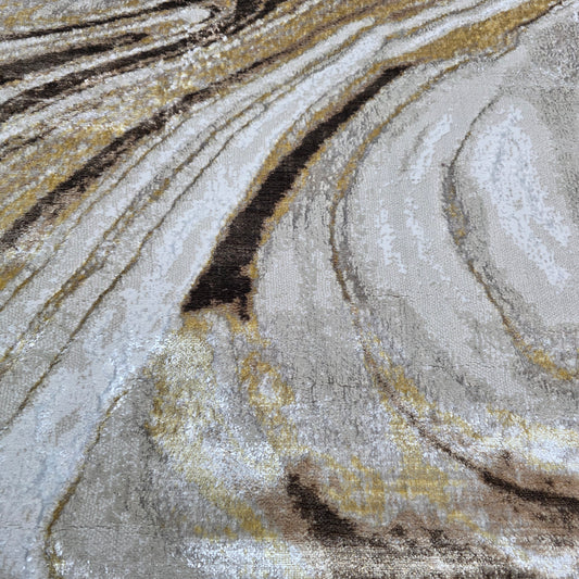 Alfombra Mármol Infinity Marrón / Dorado – Calidez Premium con Toque Sofisticado