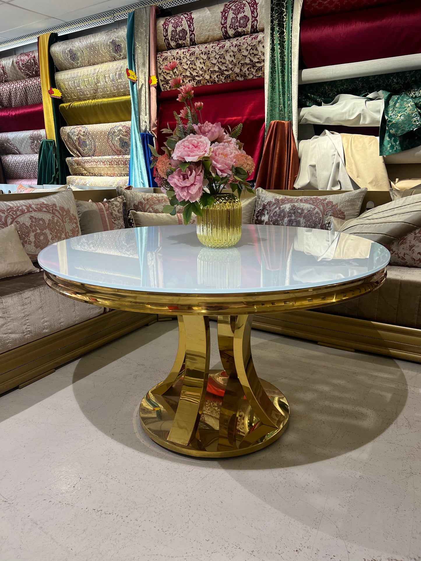 Mesa de Comedor de Diseño Contemporáneo - Cristal blanco y Acero 130x75 Alta calidad