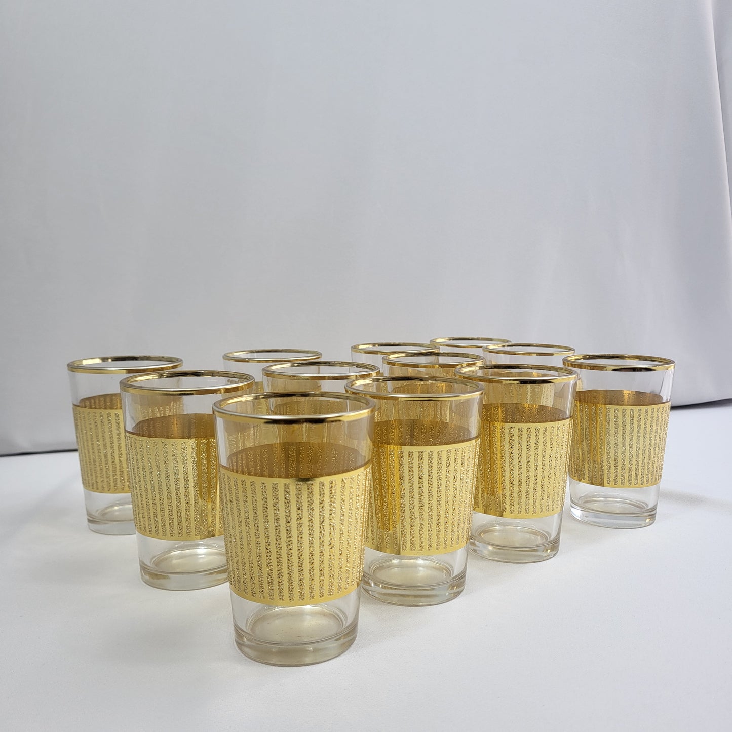 Set 12 Vasos Doré Line de Cristal con Diseño Dorado