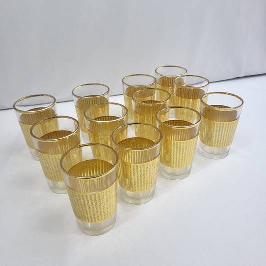Set 12 Vasos Doré Line de Cristal con Diseño Dorado
