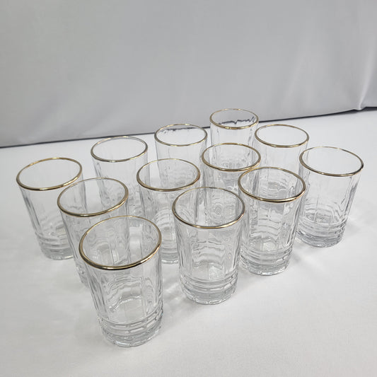 Set 12 Vasos Aurea de Cristal con Borde Dorado