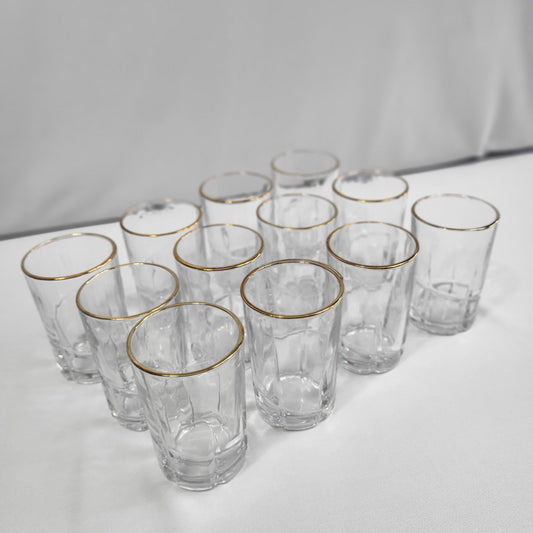 Set 12 Vasos Cristal IS con Borde Dorado