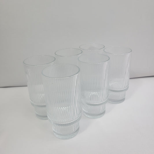 Set 6 Vasos Lines de Cristal Estriado Transparente