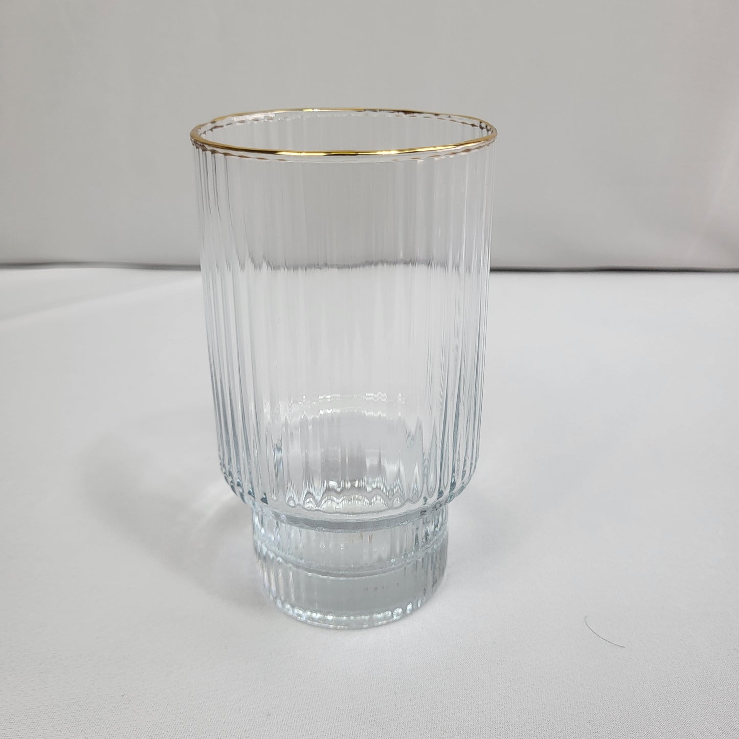Set de 6 Vasos de Cristal Acanalado con Borde Dorado