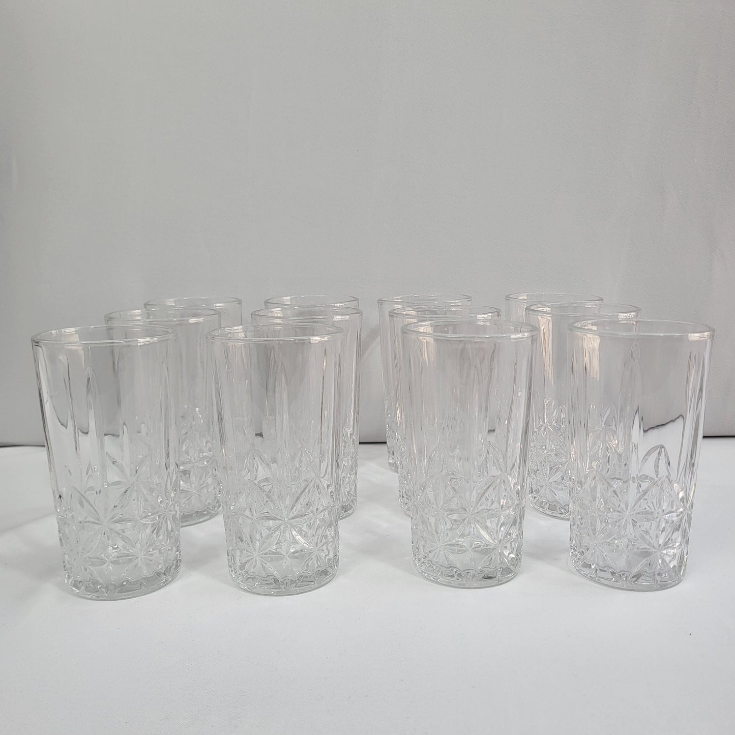 Set 12 Vasos Bond de Cristal Transparente Tallado