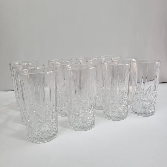 Set 12 Vasos Bond de Cristal Transparente Tallado