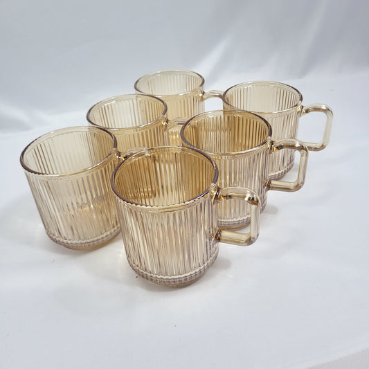 Set 6 Tazas de Cristal Nervado Dorado