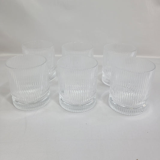 Set de 6 Vasos de Cristal Transparente con Estrías Verticales Ribbed