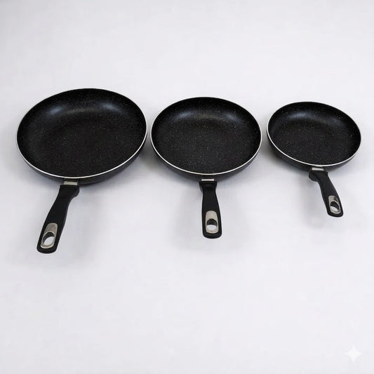 🥘 Conjunto de 3 Frigideiras Antiaderentes de Mármore – 20, 24 e 28 cm