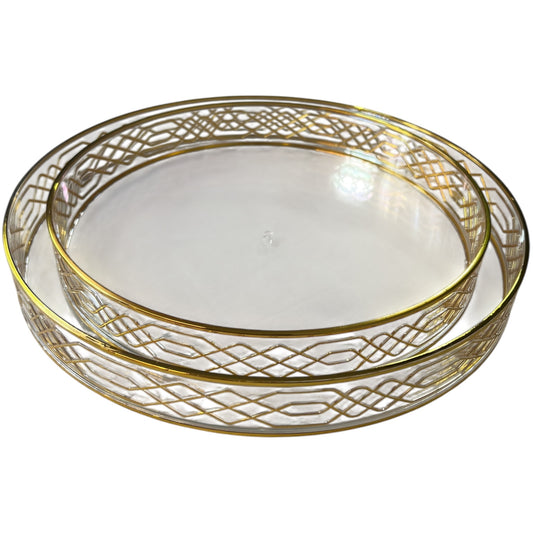 ✅ Set de 2 Bandejas Redondas de Plástico DORADO Estilo Árabe — 33 cm y 28 cm 🕌✨