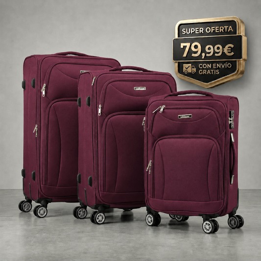Set de 3 Maletas de Viaje — Diseño Ligero y Resistente — 4 Ruedas 360º