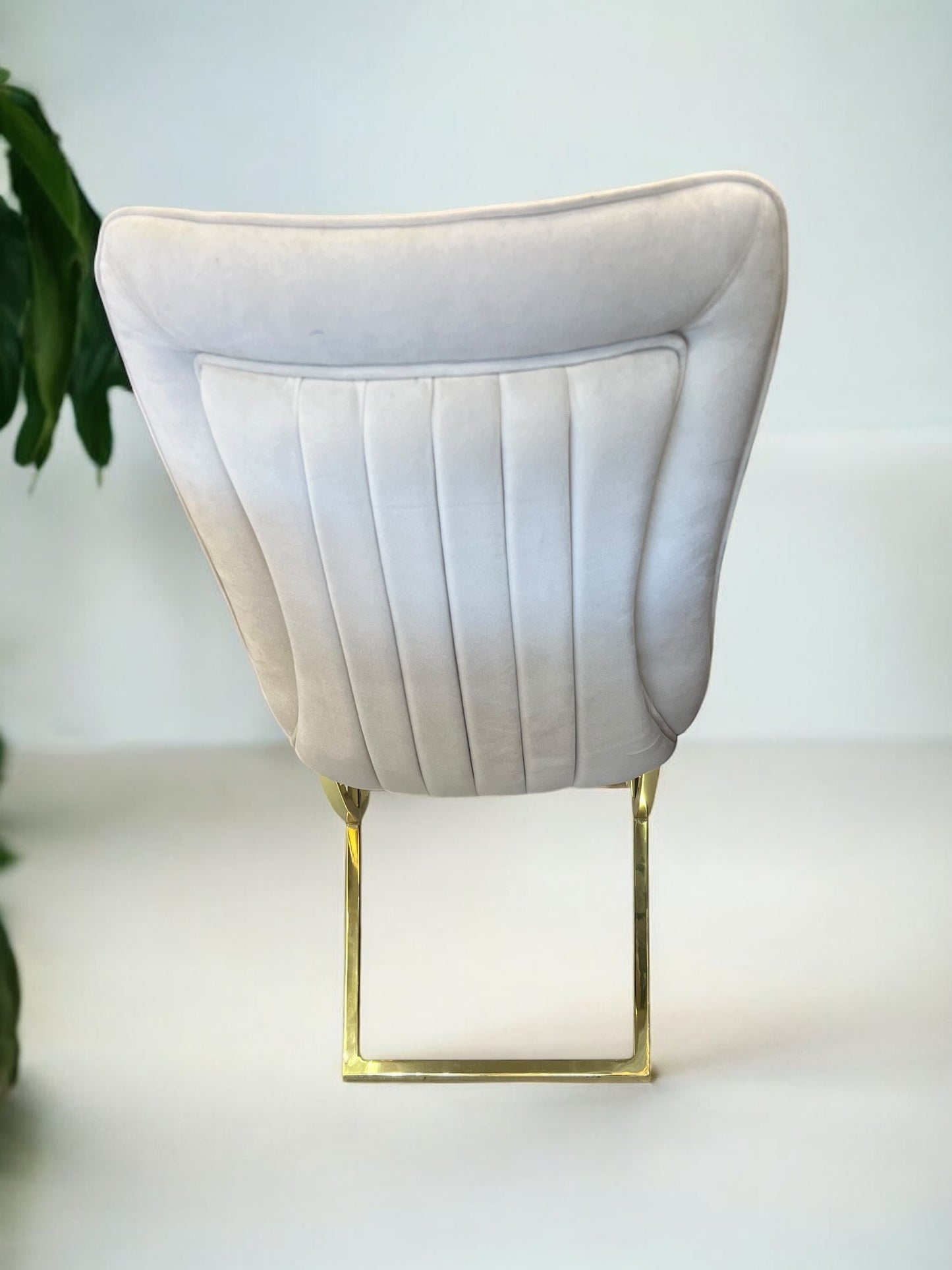 MADRID LUNA01 light beige velvet dining chair with gold stainless steel legs
