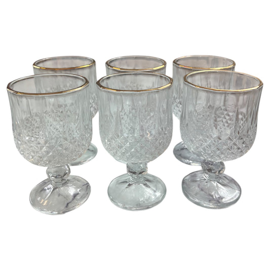 Set de 6 Copas de Cristal Tallado con dorado – Estilo Vintage
