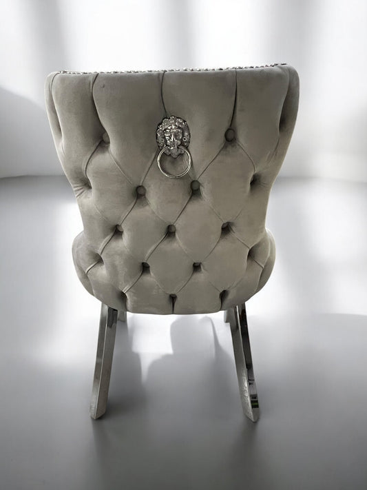 Cadeira de veludo cinza claro LONDRASCHAIRVV25, pernas de metal prateado