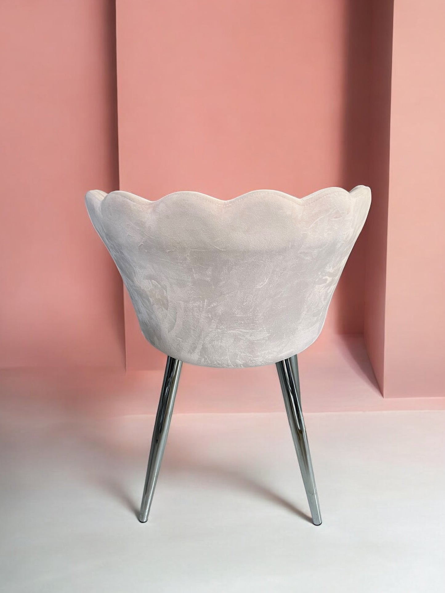 TCY185 pink velvet chair, silver stainless steel legs