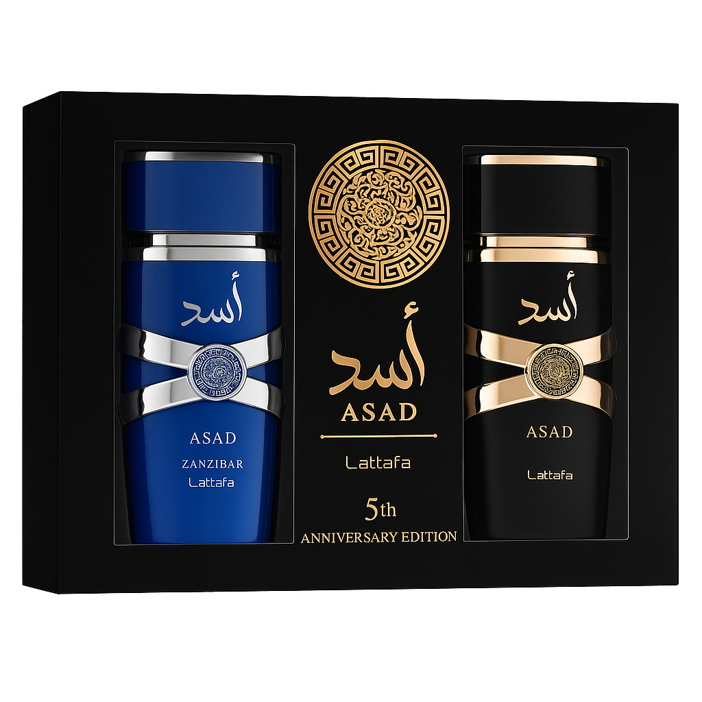 🦁 Pack ASAD 5º Aniversario – Asad 100ml + Asad Zanzibar 100ml | Lattafa Perfumes