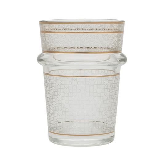 🪄 Juego de vasos de vidrio grabado con borde dorado — 12 piezas 🪄