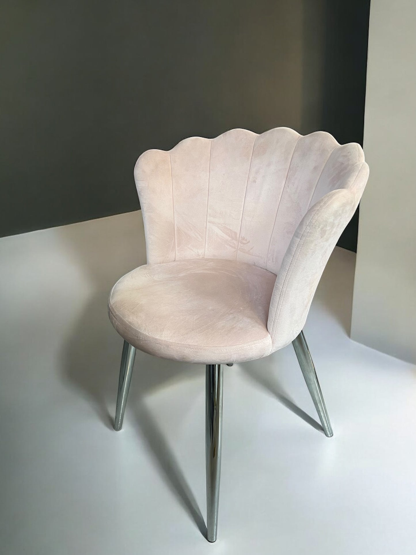 TCY185 pink velvet chair, silver stainless steel legs