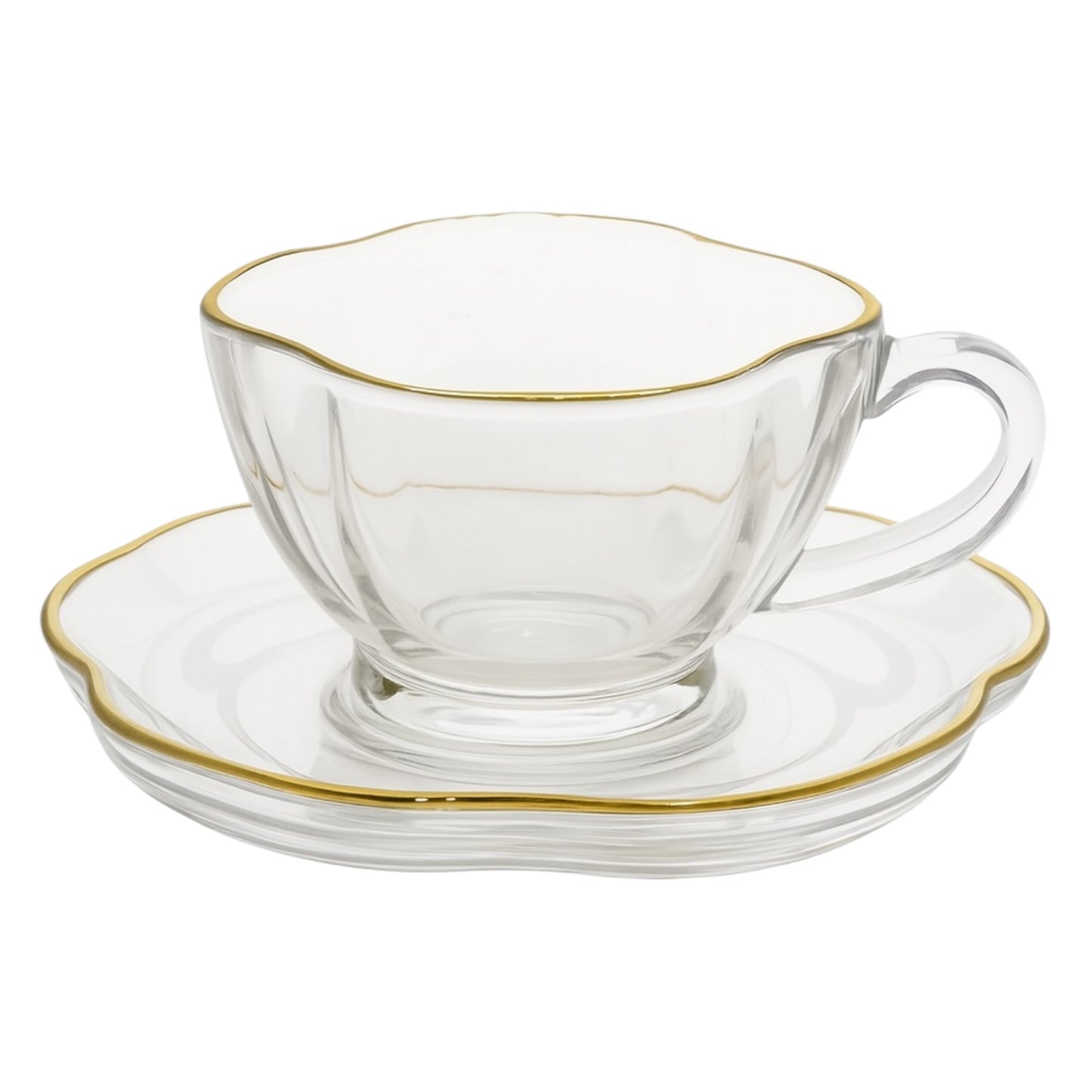 Conjunto de 6 xícaras de vidro com pires – Design clássico e elegante