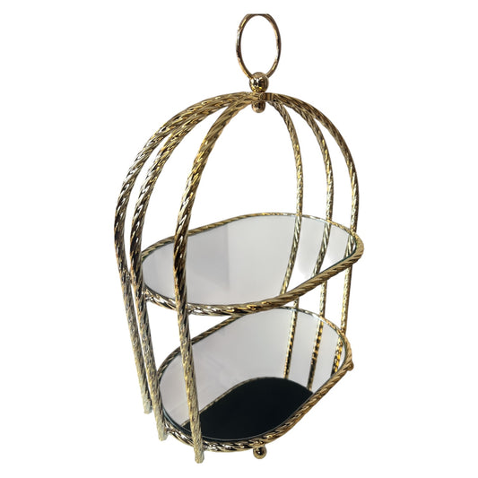 💫 Estantería elegante de sobremesa con estructura dorada y baldas de espejo