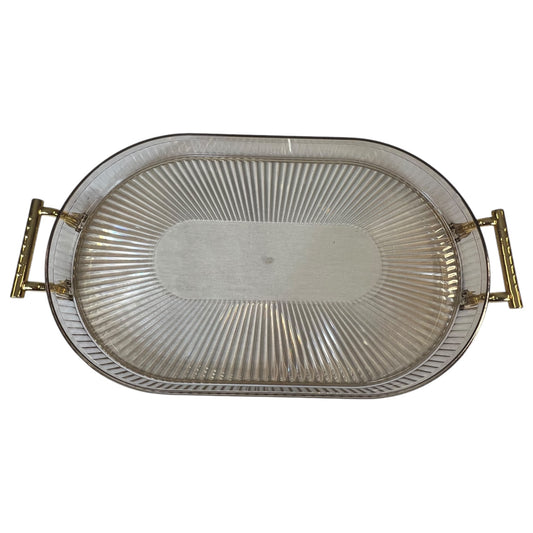 🟠 Bandeja ovalada  Grande con Asas Doradas – Funcionalidad y Estilo en Uno- Plástico ORO