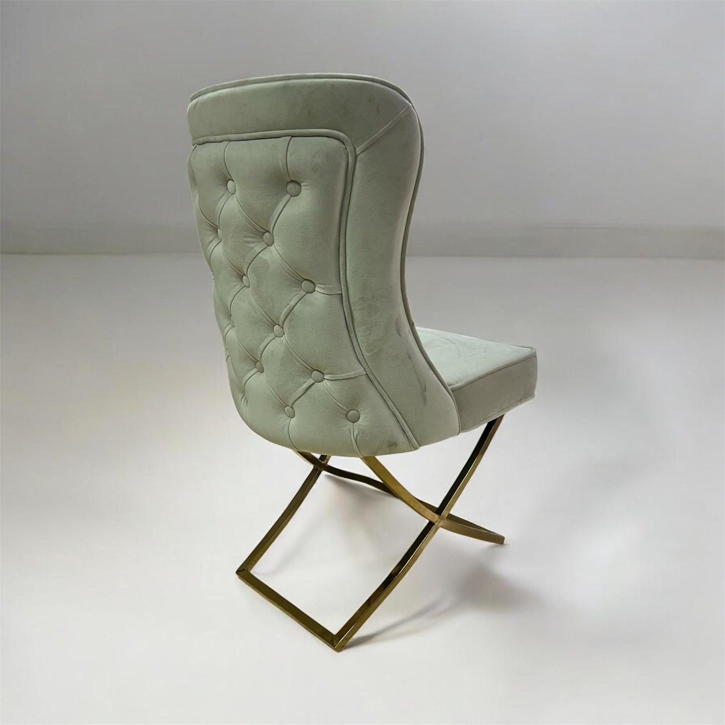 Silla terciopelo para comedor beig claro, patas metal dorado