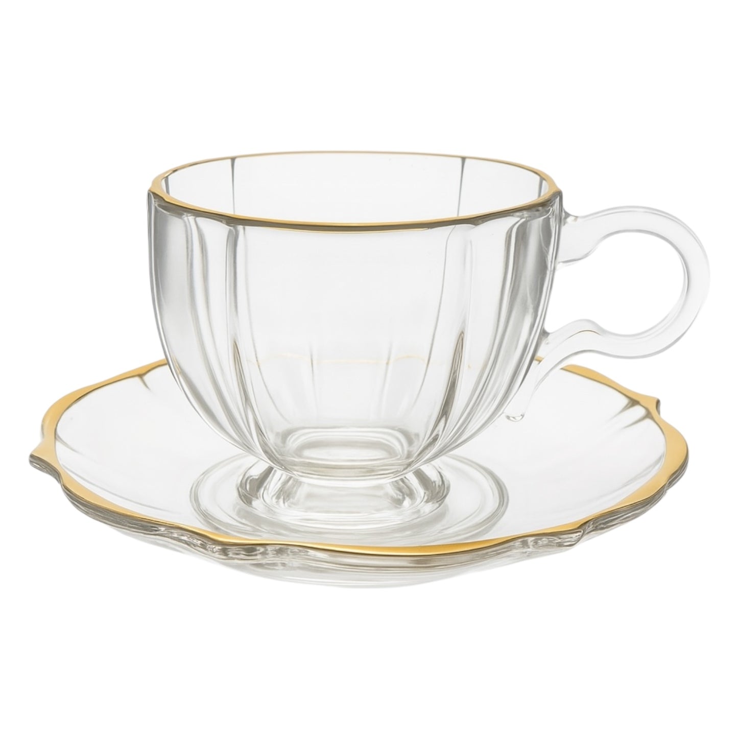Conjunto de 6 xícaras de vidro com pires – Design clássico e elegante