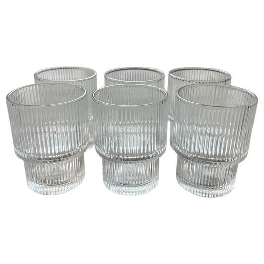 🥃 Set de 6 Vasos de Vidrio con Diseño Acanalado – Elegancia para tu Mesa