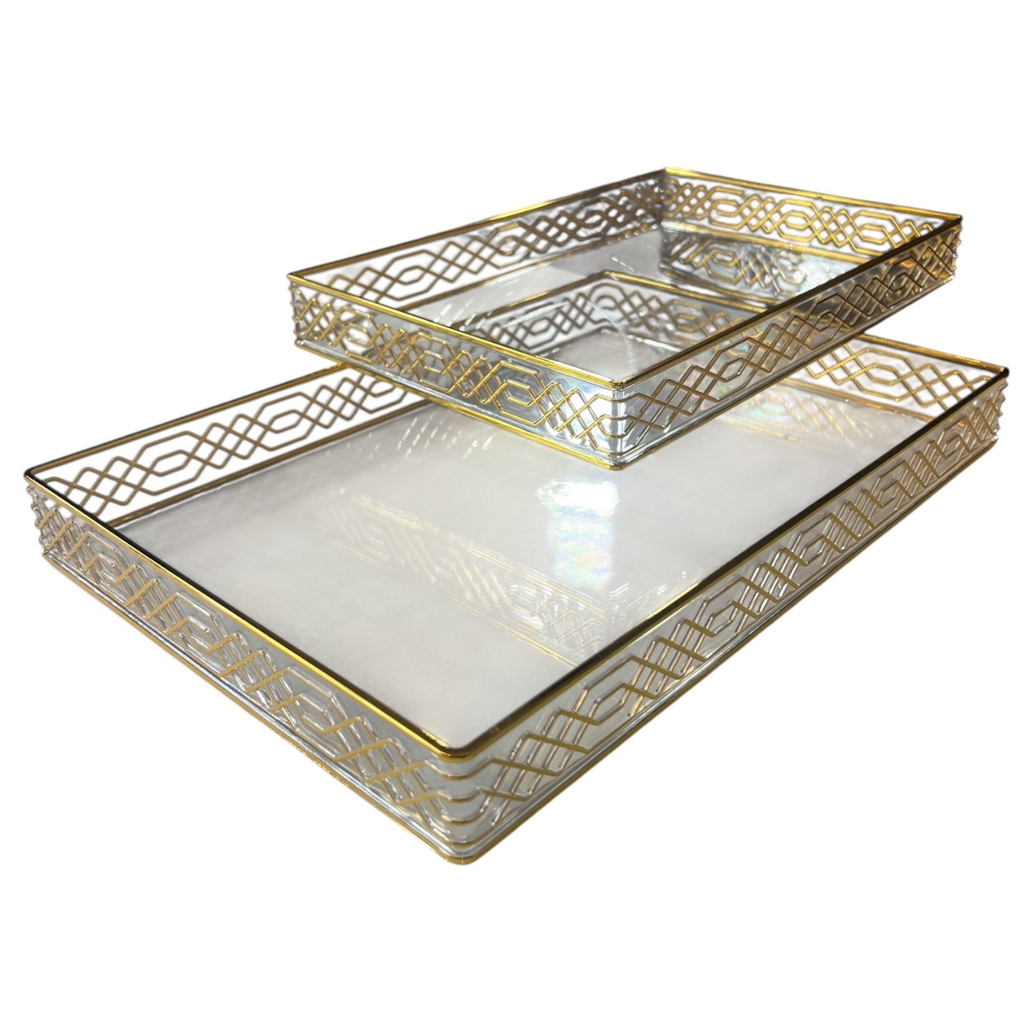 ✅ Set de 2 Bandejas Rectangulares de plástico DORADO - Estilo Árabe 🕌✨