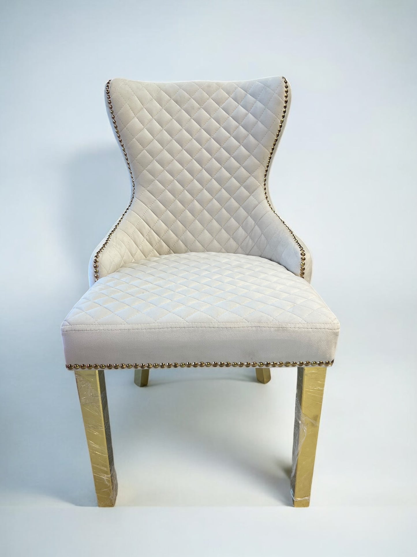 Silla terciopelo LONDRASCHAIRV01 para beig claro, patas de metal dorado