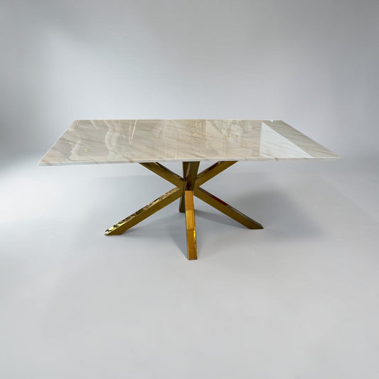 Mesa de Comedor de Diseño Contemporáneo - Marmol y Acero180x90x75 Alta calidad