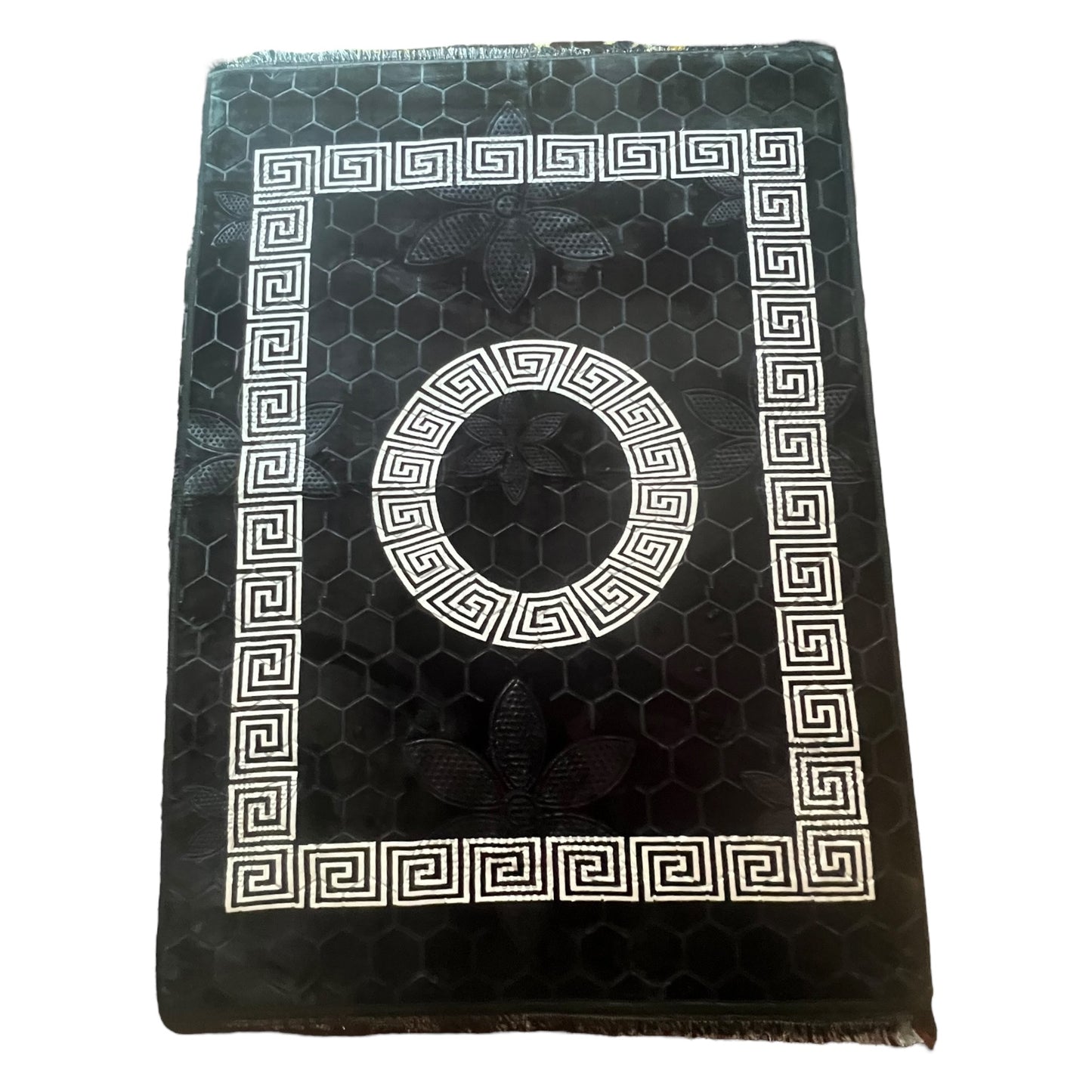 Alfombra Clásica Negra con Cenefa Blanca de Inspiración Oriental – Estilo Árabe