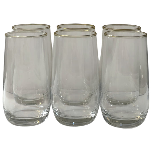 🥂 Set de 6 Vasos de Cristal – Borde Dorado ✨