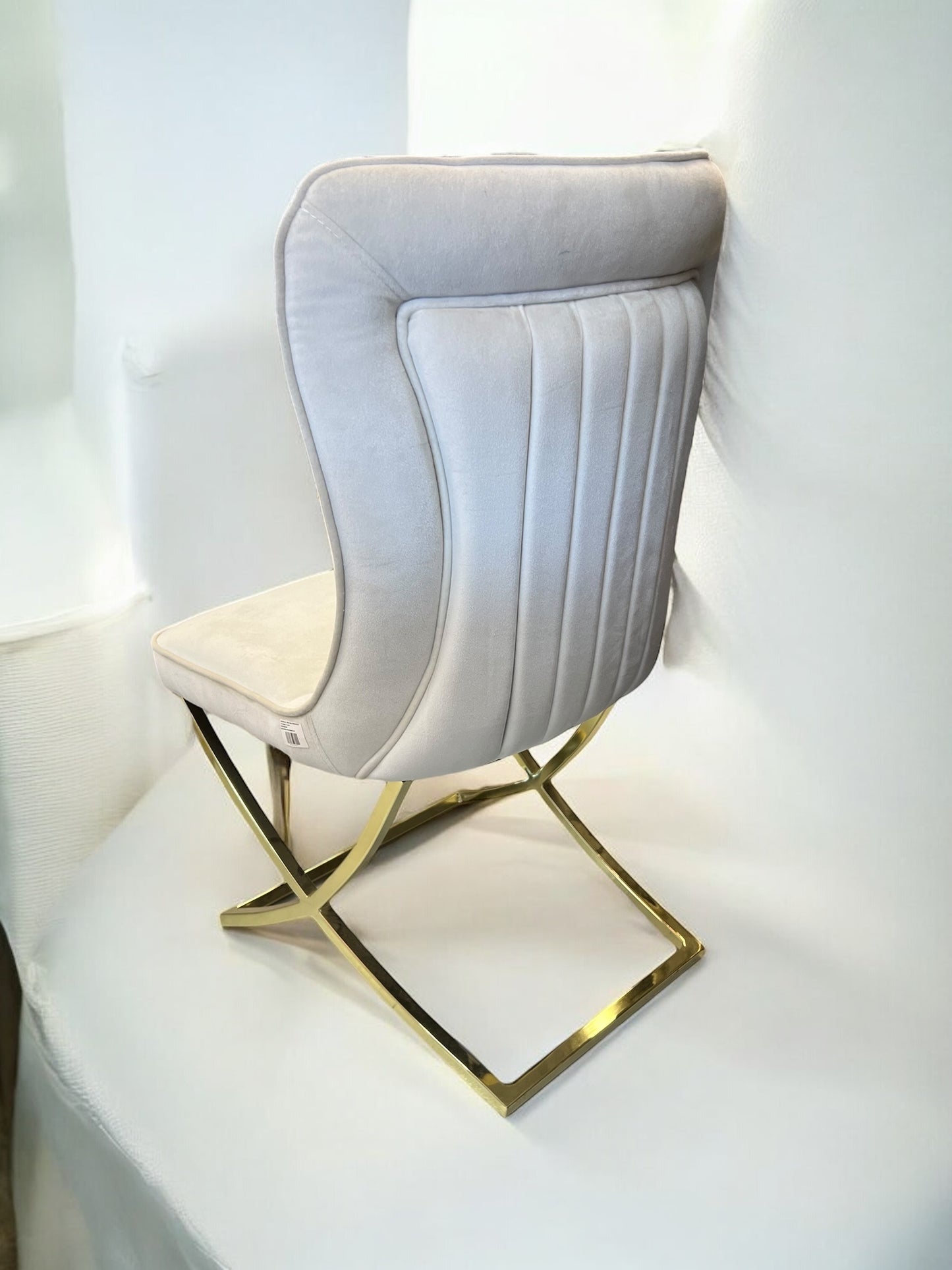 MADRID LUNA01 light beige velvet dining chair with gold stainless steel legs