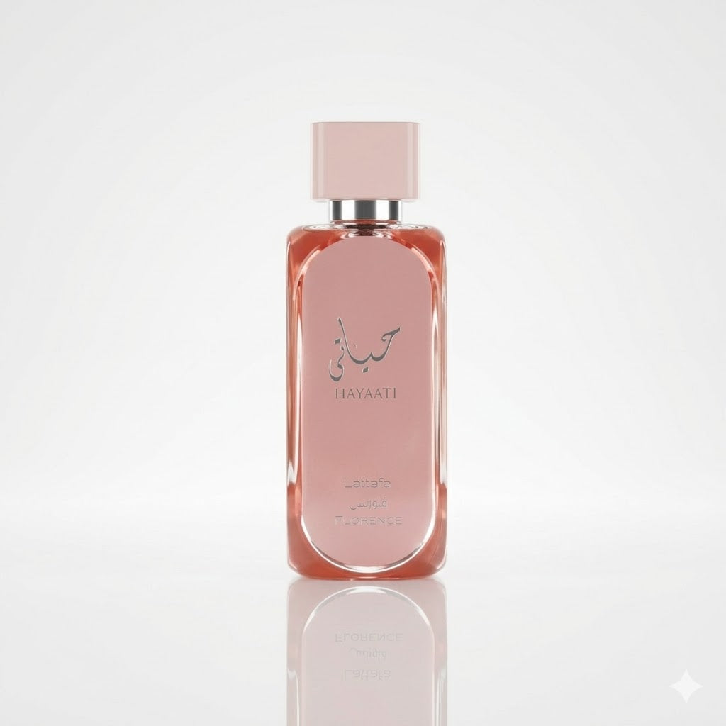 Hayaati Florence de Lattafa Perfumes – Feminilidade suave com um toque elegante e encantador