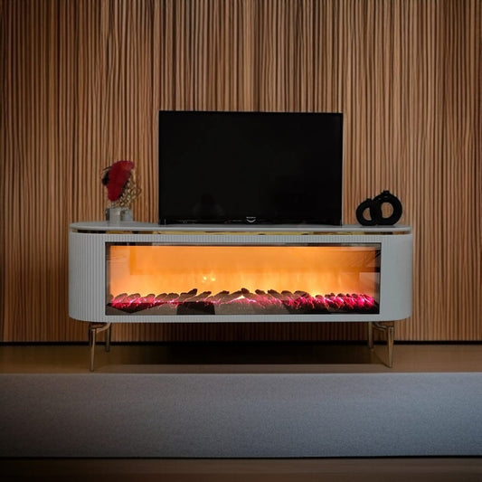 Mesa de TV con Chimenea Digital y Altavoces Bluetooth