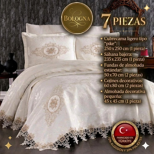 Juego de Cama de Lujo "Bologna" – Elegancia Clásica con Bordados en Relieve