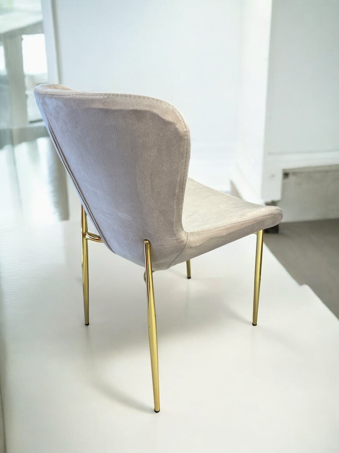 Sofia01 beige velvet chair, gold metal legs