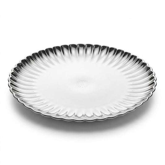 🏷 Plato Decorativo de Cerámica Ø31,5 cm – Diseño Elegante con Borde Metalizado
