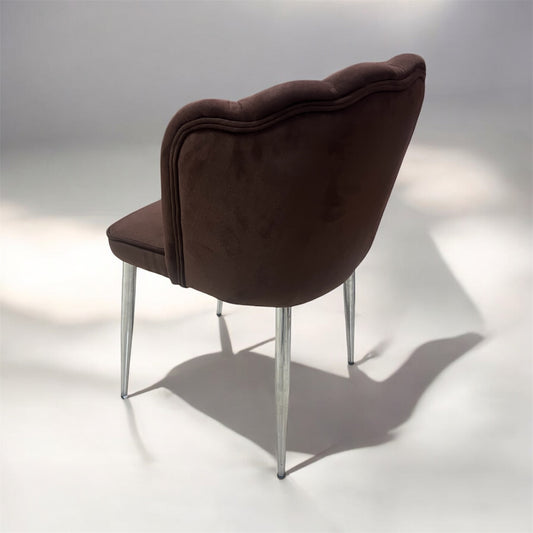 Silla terciopelo MARRON, metal plateado