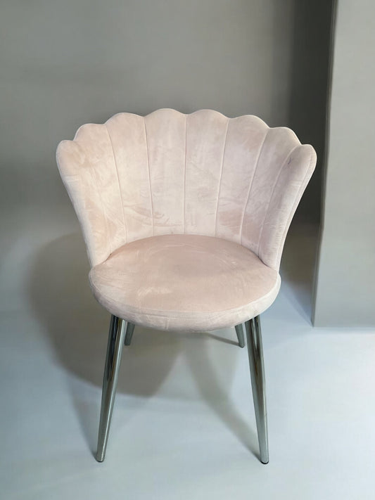 Cadeira de veludo rosa TCY185, pernas de aço inoxidável prateado